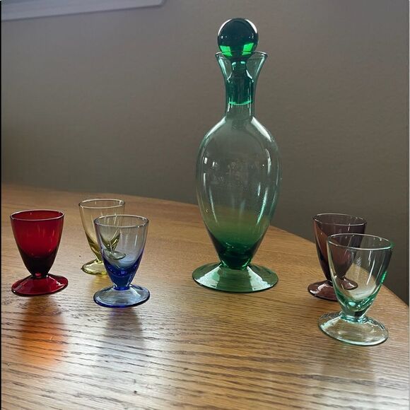 Château Orleans Multi Color Glass Cordial Decanter with Stopper Set - Picture 3 of 16